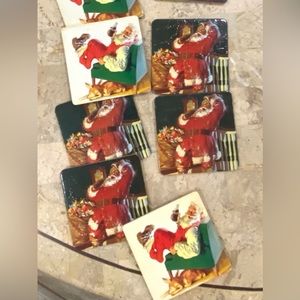 Vintage Santa Holiday Coca Cola Coasters Coke Advertising Tabletop Set 8